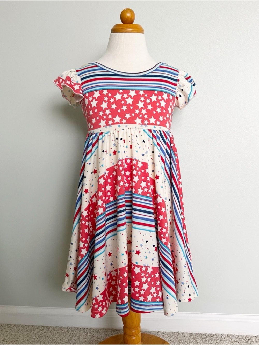 Dot Dot Smile :D Stars & Stripes Red White & Blue 4th of July Empire Twirl Dress